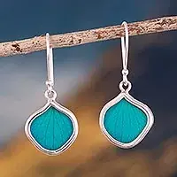 Turquoise Leaf DropsAndean Handmade Sterling Silver Turquoise Leaf Earrings Budget