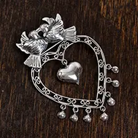 Top Rated Love SharedRomantic Sterling Silver Hearts and Love Doves Pendant