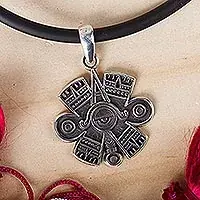 Editor’s Pick Aztec EyeMen's Aztec Eye Sterling Silver Pendant Necklace from Taxco