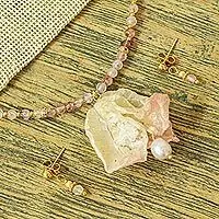 Don’t Miss Out Bougainvillea RomanceNatural Flower and Beryl Jewelry Set