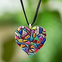 Trending Heart of ColorHandmade Fused Glass Heart Necklace