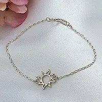 Immortal SunHigh-Polished Sun-Themed Sterling Silver Pendant Bracelet Trending