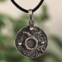 Terrific TaurusSterling Silver Taurus Pendant Necklace with Adjustable Cord Big Sale