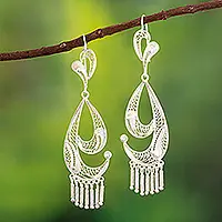 WavesGraceful Silver Filigree Earrings from Peru Modern