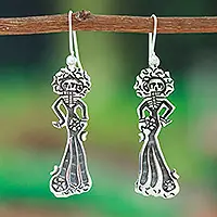 Free Delivery Catrina BrideTaxco Silver Day of the Dead Catrina Bride Dangle Earrings