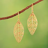 High Quality Mystery of the Forest24k Gold Plated Sterling Silver Filigree Dangle Earrings