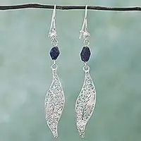 Wholesale Aural Leaf in BlueFiligree Silver Lapis Lazuli Dangle Earrings from Mexico