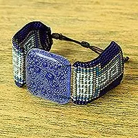 Watery RealmBlue Fused Glass Pendant Bracelet Super Sale