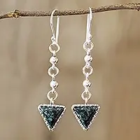 Maya Chains in Dark GreenDark Green Jade Dangle Earrings from Guatemala High Quality