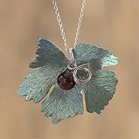VineLeaf Motif Agate Pendant Necklace from Mexico Best Price