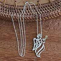Best Choice Angel GabrielGold Accented Sterling Silver Angel Pendant