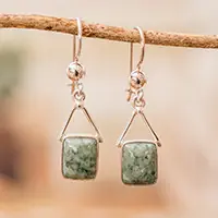 Grab Now Mayan Peaks in GreenModern Geometric Light Green Jade Silver Dangle Earrings