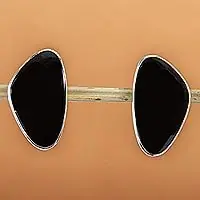 AllureUnique Taxco Silver and Obsidian Button Earrings One Day Deal