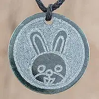 One Day Deal Q'anilJade Rabbit Pendant Necklace from Guatemala