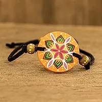 Essential Life in OrangeMulticolored Wood Pendant Bracelet Genuine