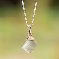 Green CubeModern Apple Green Jade Silver Cube-Shaped Pendant Necklace Special Discount