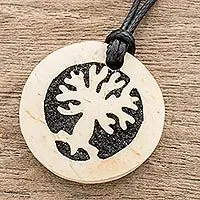 Modern Spread Your BranchesTree-Themed Coconut Shell and Lava Stone Pendant Necklace