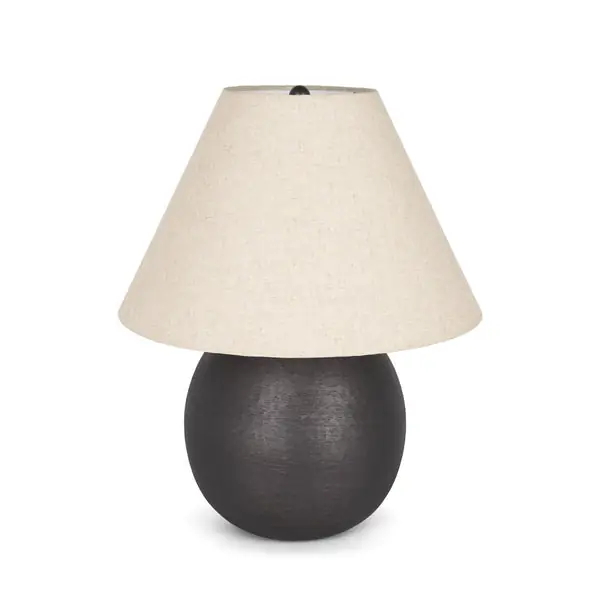 SadiyahBlackBrushedMetalW/BeigeShadeTableLamp Bargain
