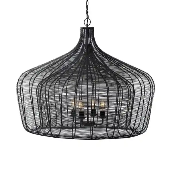 Camila(40"x31")BlackMetalMesh-styleFourBulbChandelier Crafted