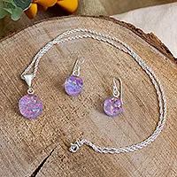 Warranty Included Wisteria WorldRound Wisteria Dichroic Art Glass Jewelry Set from Mexico