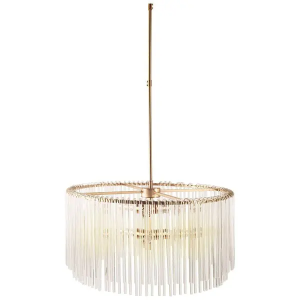 Elsa(26"x14")ClearGlassAndGoldMetalFrameSixBulbChandelier In Demand