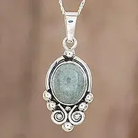 Praise Love in Apple GreenApple Green Jade Pendant Necklace from Guatemala (1.5 Inch) Fresh Stock