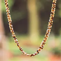 Special Offer Hypnotic DelicacyBrown Golden-Hued Adjustable Crystal Glass Beaded Necklace