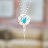Must Have Lagoon GlanceHammered and Polished Recon Turquoise Pendant Necklace