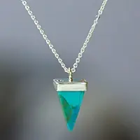 Order Now Precious PyramidReconstituted Turquoise Taxco Silver Pendant Necklace