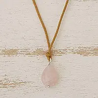 Today Only Gemstone MystiqueBrazilian Handcrafted Rose Quartz Pendant Necklace