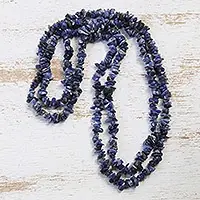 Top Pick Azure CascadeBlue Sodalite Beaded Strand Long Necklace from Brazil
