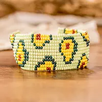 Amazing AvocadoAvocado-Themed Handcrafted Wide Beaded Wristband Bracelet Last Chance