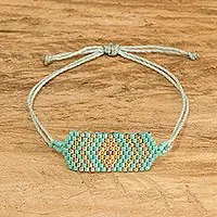 Best Seller Turquoise HexagonsHandcrafted Geometric Beaded Pendant Bracelet in Turquoise