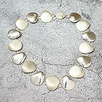 Warranty Included Celestial PetalsPolished Petal-Shaped Sterling Silver Link Necklace