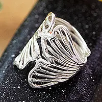Verdure HeavenPolished Leafy Ginkgo-Shaped Sterling Silver Wrap Ring Modern
