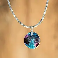 Modern Infinite ConstellationsColorful Recycled Glass Pendant Necklace from Costa Rica