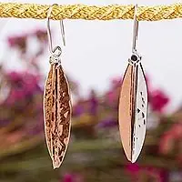 Hammered AbstractionTaxco Sterling Silver and Copper Dangle Earrings from Mexico Buy Direct