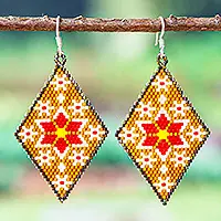Warm ConstellationsHandcrafted Starry Glass Beaded Dangle Earrings from Mexico Direct From Factory