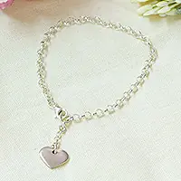 Wholesale Chained HeartHeart-Themed Taxco Silver Charm Bracelet from Mexico