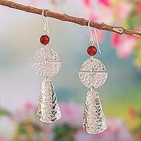 Vibrant AmuletGeometric Sterling Silver Dangle Earrings with Agate Stones Weekend Sale