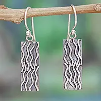 Interweaving950 Silver Rectangular Dangle Earrings from Taxco Mexico Secure Checkout