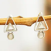 Feminine ConnectionTriangular Earrings with Moonstone Last Chance
