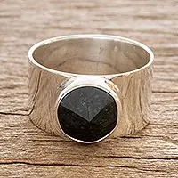 Genuine Santa MariaGuatemalan Dark Green Jade and Sterling Silver Ring