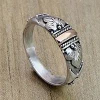 Worldwide Shipping Frangipani AuraHandmade Silver and 18k Gold Ring