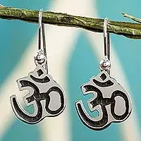Price Drop Om WhisperInspirational Dangle Earrings Taxco Sterling Silver Jewelry