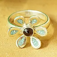 Viral Flower GemFlower Ring with Garnet