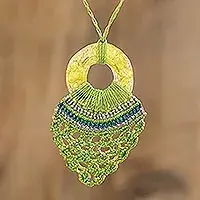 Natural HopeEco Friendly Recycled CD Green Macrame Necklace Secure Checkout