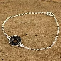 In Demand Cosmic EternityBlack Jade Sterling Silver Pendant Bracelet from Guatemala
