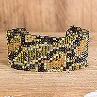 Viper EssenceSnake-Inspired Crystal and Glass Beaded Wristband Bracelet Big Sale