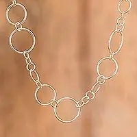 Sparkling BubblesSterling Silver Link Necklace with Bubble Motifs Crafted